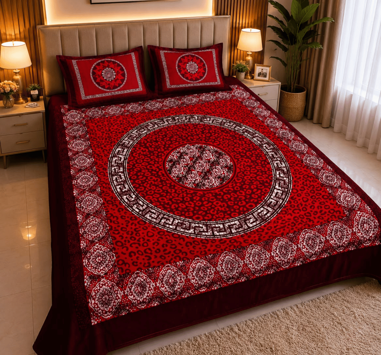 3-1.png 100% কটন ডিজিটাল প্রিন্টেড বেডশিট - Image 1